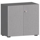Fl�gelt�renschrank 2 OH COMFORT | 80 cm breit | Korpus Graphit | Front Silber