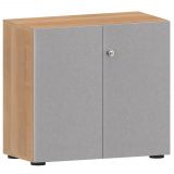 Fl�gelt�renschrank 2 OH COMFORT | 80 cm breit | Korpus Nussbaum hell | Front Silber