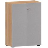 Fl�gelt�renschrank 3 OH COMFORT | 80 cm breit | Korpus Nussbaum hell | Front Silber