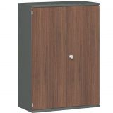 Fl�gelt�renschrank 4 OH STYLE | 100 cm breit | Korpus Graphit | Front Nussbaum