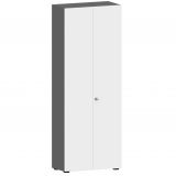 Fl�gelt�renschrank 6 OH COMFORT | 80 cm breit | Korpus Graphit | Front Wei� classic