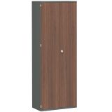 Fl�gelt�renschrank 6 OH STYLE | 80 cm breit | Korpus Graphit | Front Nussbaum