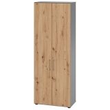 Fl�gelt�renschrank 6OH SMART | 80 cm breit | Korpus Graphit | Front Eiche Rustikal