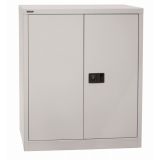 Flügeltürenschrank aus Metall 2 Ordnerhöhen | 90 cm breit | Lichtgrau Flügeltürenschrank aus Metall 2 Ordnerhöhen | 90 cm breit | Lichtgrau