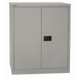 Fl�gelt�renschrank aus Metall 2 Ordnerh�hen | 90 cm breit | Silber