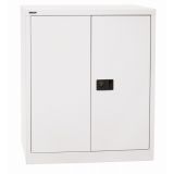 Flügeltürenschrank aus Metall 2 Ordnerhöhen | 90 cm breit | Weiß Flügeltürenschrank aus Metall 2 Ordnerhöhen | 90 cm breit | Weiß