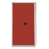 Fl�gelt�renschrank aus Metall 4 Ordnerh�hen | 90 cm breit | Lichtgrau/Rot