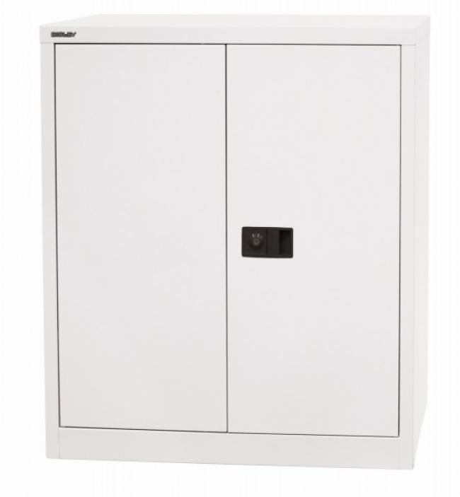 Metallschrank mit Türen 2 Ordnerhöhen | Breite 90 cm | Weiß