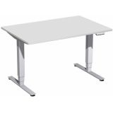 Steh-Sitz-Schreibtisch STYLE Pro | elektrisch höhenverstellbar | B120 x T80 cm | Hellgrau