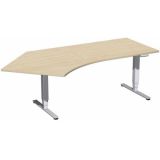 Steh-Sitz-Schreibtisch STYLE Pro | elektrisch höhenverstellbar | 135° Freiform | Ahorn hell
