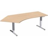 Steh-Sitz-Schreibtisch STYLE Pro | elektrisch höhenverstellbar | 135° Freiform | Buche Natur