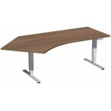 Steh-Sitz-Schreibtisch STYLE Pro | elektrisch höhenverstellbar | 135° Freiform | Nussbaum