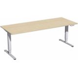 Steh-Sitz-Schreibtisch STYLE Pro | elektrisch h�henverstellbar | B200 x T80 cm | Ahorn hell