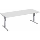 Steh-Sitz-Schreibtisch STYLE Pro | elektrisch h�henverstellbar | B200 x T80 cm | Hellgrau