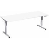 Steh-Sitz-Schreibtisch STYLE Pro | elektrisch h�henverstellbar | B200 x T80 cm | Wei�
