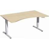 Steh-Sitz-Schreibtisch STYLE Pro | elektrisch h�henverstellbar | Ergonomieform B160 cm | Ahorn hell