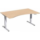 Steh-Sitz-Schreibtisch STYLE Pro | elektrisch höhenverstellbar | Ergonomieform B160 cm | Buche Natur