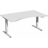 Steh-Sitz-Schreibtisch STYLE Pro | elektrisch höhenverstellbar | Ergonomieform B160 cm | Hellgrau