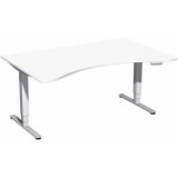 Steh-Sitz-Schreibtisch STYLE Pro | elektrisch höhenverstellbar | Ergonomieform B160 cm | Weiß