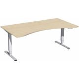 Steh-Sitz-Schreibtisch STYLE Pro | elektrisch h�henverstellbar | Ergonomieform B180 cm | Ahorn hell