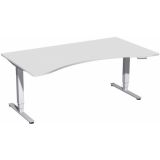 Steh-Sitz-Schreibtisch STYLE Pro | elektrisch h�henverstellbar | Ergonomieform B180 cm | Hellgrau