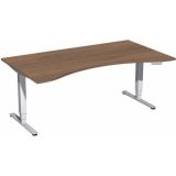 Steh-Sitz-Schreibtisch STYLE Pro | elektrisch h�henverstellbar | Ergonomieform B180 cm | Nussbaum