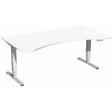 Steh-Sitz-Schreibtisch STYLE Pro | elektrisch h�henverstellbar | Ergonomieform B180 cm | Wei�