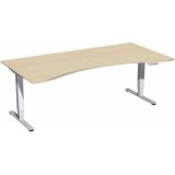 Steh-Sitz-Schreibtisch STYLE Pro | elektrisch höhenverstellbar | Ergonomieform B200 cm | Ahorn hell