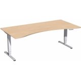 Steh-Sitz-Schreibtisch STYLE Pro | elektrisch höhenverstellbar | Ergonomieform B200 cm | Buche Natur