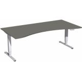 Steh-Sitz-Schreibtisch STYLE Pro | elektrisch höhenverstellbar | Ergonomieform B200 cm | Graphit