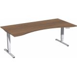 Steh-Sitz-Schreibtisch STYLE Pro | elektrisch höhenverstellbar | Ergonomieform B200 cm | Nussbaum