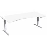 Steh-Sitz-Schreibtisch STYLE Pro | elektrisch höhenverstellbar | Ergonomieform B200 cm | Weiß
