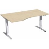 Steh-Sitz-Schreibtisch STYLE Pro | elektrisch höhenverstellbar | PC-Form 160 cm | Ahorn hell