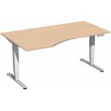 Steh-Sitz-Schreibtisch STYLE Pro | elektrisch höhenverstellbar | PC-Form 160 cm | Buche Natur