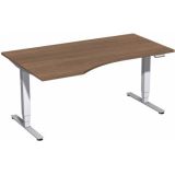 Steh-Sitz-Schreibtisch STYLE Pro | elektrisch höhenverstellbar | PC-Form 160 cm | Nussbaum