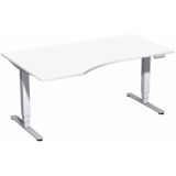 Steh-Sitz-Schreibtisch STYLE Pro | elektrisch höhenverstellbar | PC-Form 160 cm | Weiß