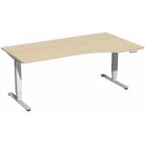 Steh-Sitz-Schreibtisch STYLE Pro | elektrisch höhenverstellbar | PC-Form 180 cm | Ahorn hell