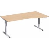 Steh-Sitz-Schreibtisch STYLE Pro | elektrisch höhenverstellbar | PC-Form 180 cm | Buche Natur