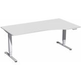 Steh-Sitz-Schreibtisch STYLE Pro | elektrisch höhenverstellbar | PC-Form 180 cm | Hellgrau
