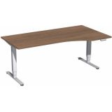 Steh-Sitz-Schreibtisch STYLE Pro | elektrisch höhenverstellbar | PC-Form 180 cm | Nussbaum