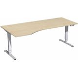 Steh-Sitz-Schreibtisch STYLE Pro | elektrisch höhenverstellbar | PC-Form 200 cm | Ahorn hell