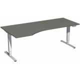 Steh-Sitz-Schreibtisch STYLE Pro | elektrisch h�henverstellbar | PC-Form 200 cm | Graphit