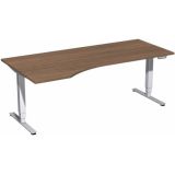 Steh-Sitz-Schreibtisch STYLE Pro | elektrisch höhenverstellbar | PC-Form 200 cm | Nussbaum