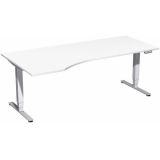 Steh-Sitz-Schreibtisch STYLE Pro | elektrisch höhenverstellbar | PC-Form 200 cm | Weiß