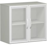Glastürenschrank 2 OH STYLE | 80 cm breit | Korpus Hellgrau
