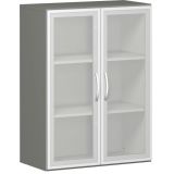 Glastürenschrank 3 OH STYLE | 80 cm breit | Korpus Graphit