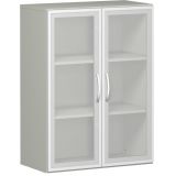 Glastürenschrank 3 OH STYLE | 80 cm breit | Korpus Hellgrau