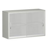 Glas-Schiebetürenschrank 2 Ordnerhöhen STYLE | Breite 120 cm | Hellgrau