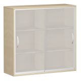 Glas-Schiebetürenschrank 3 Ordnerhöhen STYLE | Breite 120 cm | Ahorn hell