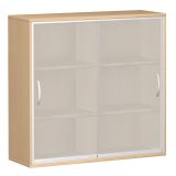 Glas-Schiebetürenschrank 3 Ordnerhöhen STYLE | Breite 120 cm | Buche Natur